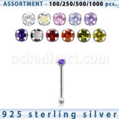 blk452 surtido por mayor piercings nariz plata piercings nariz hueso plata esterlina 925 0 6mm zirconia redonda 2mm al por mayor