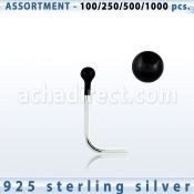 blk460 surtido por mayorpiercing nariz l plata esterlina 925 0 6mm bola negro 1 5mm distribuidor mayorista