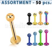 blk466 surtido piercings 50 labrets acero quirurgico pvd bola 3mm mayorista