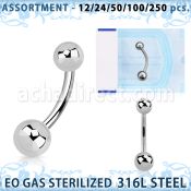 blk473 surtido piercings surtido 250 50 piercings esterilizados piercings ombligo acero quirurgico 316l bolas acero liso al por mayor