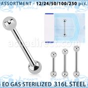 blk476 surtido piercing surtido 250 50 piercings esterilizados barbells lengua acero quirurgico 316l bolas 5mm 16mm 22mm venta
