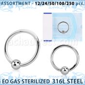 blk478 surtido piercings surtido 250 50 piercings esterilizados aros bola presion acero quirurgico 316l 1mm bola 3mm mayorista