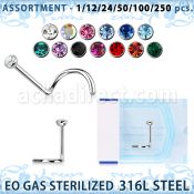 blk483 surtido piercings surtido 250 50 piercing esterilizado piercing nariz l acero quirurgico 316l cristal bisel bola redonda al por mayor