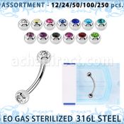 blk486 eo gas sterilized piercing: surgical steel eyebrow banana 3mm