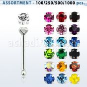 blk493 surtido por mayor piercings nariz plata piercings nariz hueso plata esterlina 925 0 6mm cristal redondos 1 4mm distribuidor mayorista