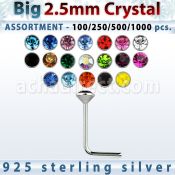 blk535 surtido por mayor piercing nariz plata piercings nariz plata esterlina 925 0 6mm cristal redondo 2 5mm venta