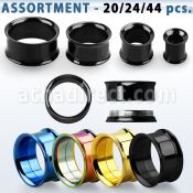 blk537 surtido piercings 20 44 dilataciones tunel doble flare acero quirurgico pvd tornillo interno distribuidor mayorista