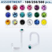 blk542 surtido piercings surtido piercing nariz l bio flexible 1mm cristal redondos 1 5mm mayorista