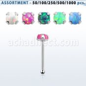 blk571 surtido por mayor piercings nariz plata piercings nariz hueso plata esterlina 925 0 6mm opalo redondo 2mm mayorista