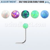 blk602 surtido por mayor piercing nariz plata l plata 925 0 6mm opalo bola 2mm distribuidor mayorista