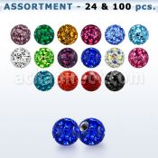blk660 surtido piercings 24 100 bolas multi cristal 3mm rosca . precio partir solo 1.52$ por unidad distribuidor