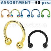 blk81 surtido piercings 50 barbells circulares acero quirurgico pvd bolas 3mm distribuidor