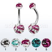 bn2frgc piercing ombligo acero quirurgico bolas multi cristal ferido 5 8mm patron rayas cebra al por mayor