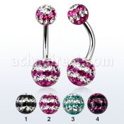 bn2frgd piercing ombligo acero quirurgico bolas multi cristal ferido 5 8mm triple linea venta