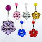 bnaflc2 piercing ombligo acero quirurgico flor hawaiana acrilica cristal centro bola acrilica distribuidor mayorista