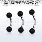 bnar5 piercing ombligo organico barra acero 316l bolas madera areng 5mm distribuidor