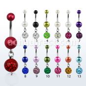 bndpr9 piercing ombligo acero quirurgico bolas perlas falsas 5 8mm bola multi cristal ferido 8mm al por mayor