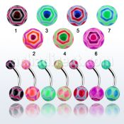 bndxf piercing ombligo acero quirurgico bolas acrilicas telarana multicolor 5 8mm 10mm distribuidor mayorista