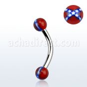 bnedxs banana ceja acero quirurgico bolas acrilicas 3mm bandera confederada 8mm mayorista