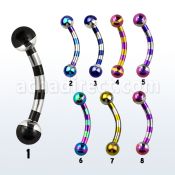 bnemt banana ceja acero quirurgico pvd rayas cebra bolas 3mm 8mm venta