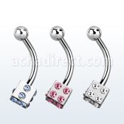 bnesdc4 banana ceja acero quirurgico dado acero 4mm cristal lado bola 3mm venta