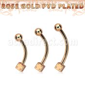 bnettdi banana ceja acero 316l pvd oro rosa dado 3mm bola lisa 3mm distribuidor