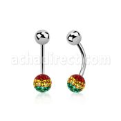 bnfr6r piercing ombligo acero quirurgico bola acero 5mm bola multi cristal ferido 6mm rayas color rasta al por mayor