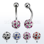 bnfr8a piercing ombligo acero quirurgico bola acero 5mm bola multi cristal ferido 8mm puntos venta
