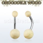 bngcr piercing ombligo organico barra 316l bolas madera cocodrilo 5 8mm distribuidor mayorista