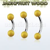 bnjf5 piercing ombligo organico barra acero 316l bolas madera jaca 5mm al por mayor