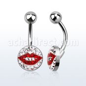 bnmtj25 piercing ombligo acero quirurgico disco plano 10mm cristal ferido beso bola acero liso 5mm venta