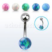 bnop8 piercing ombligo acero quirurgico bola 8mm opalo bola 5mm acero distribuidor mayorista