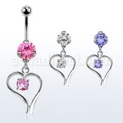 bnrz12 piercing ombligo acero quirurgico zirconia 8mm colgante corazon zirconia redonda interior 38 10mm mayorista