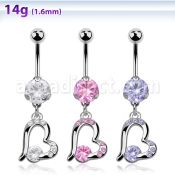 bnrz362 piercing ombligo acero quirurgico zirconia 8mm colgante corazon zirconia 38 10mm mayorista