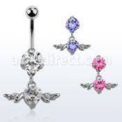 bnrz367 piercing ombligo acero quirurgico zirconia 8mm colgante corazon zirconia alas 38 10mm distribuidor mayorista