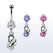 bnrz376z piercing ombligo acero quirurgico zirconia 8mm colgante cisne zirconita redonda 38 10mm distribuidor mayorista