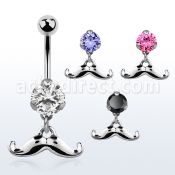 bnrz517 piercing ombligo acero quirurgico zirconia 8mm colgante bigote volteado 38 10mm al por mayor