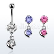 bnrz8 piercing ombligo acero quirurgico zirconia 8mm colgante luna zirconia redonda 38 10mm distribuidor mayorista
