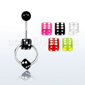 bnsldi piercing ombligo acero quirurgico bola acrnilica 5mm dado acrilico 5mm aro unido dado 4mm extremo opuesto 10mm venta