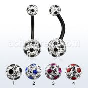 bnt2frga piercing ombligo acero quirurgico anodizado bolas 5 8mm multi cristal ferido puntos venta