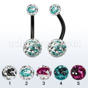 bnt2frgc piercing ombligo acero quirurgico anodizado bolas 5 8mm multi cristal ferido rayas cebra mayorista