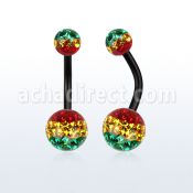 bnt2frgr piercing ombligo acero quirurgico anodizado bolas multi cristal ferido 5 8mm rayas rasta distribuidor