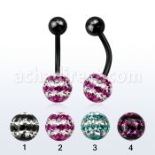 bntfr8d piercing ombligo acero quirurgico anodizado bola 5mm bola 8mm multi cristal ferido triple linea distribuidor mayorista