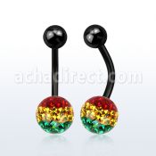 bntfr8r piercing ombligo acero quirurgico anodizado bola 5mm bola multi cristal ferido 8mm rayas color rasta distribuidor mayorista