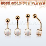 bnttrdo piercing ombligo acero quirurgico chapado oro rosa opalo sintetico redondo engastado