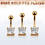 bnttsqz banana ombligo acero quirurgico pvd oro rosa set puntiagudo cuadrada cz 7mm el engaste esta hecho laton oro rosa mayorista