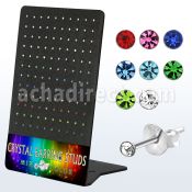 br007 display 60 pares piercings oreja plata esterlina cristal redondo 1 5mm distribuidor