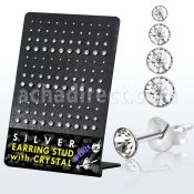 br962 display 60 pares piercings oreja plata esterlina cristal redondo claro 1 5mm 4mm mayorista
