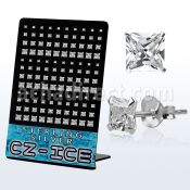 brczsqs display 60 pares piercings oreja plata esterlina zirconia claras cuadradas 2mm 5mm al por mayor