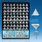 brcztr display 36 pares piercings oreja plata esterlina zirconia claras tri 6mm 8mm mayorista